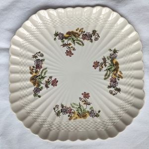 Vintage Spode Wicker Lane Basket Weave Floral Cream Octagonal Serving Plate